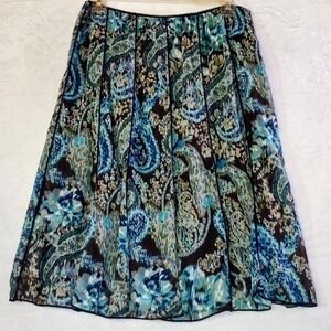Dress Barn A-Line Skirt with Blue and Green Paisley
